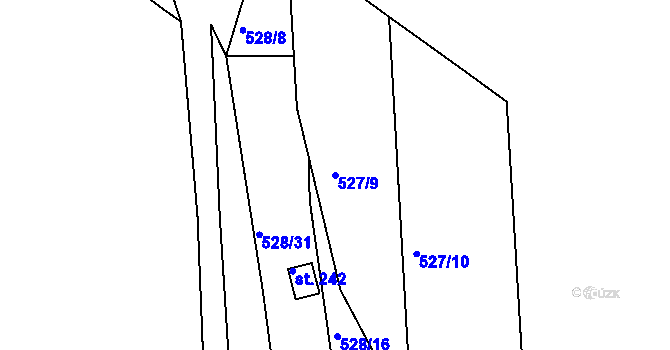 Parcela st. 527/9 v KÚ Zátaví, Katastrální mapa