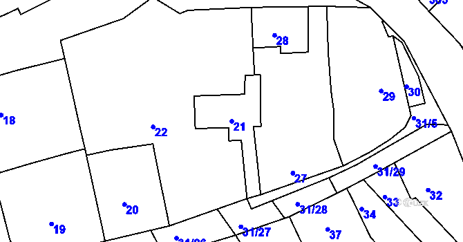Parcela st. 21 v KÚ Ketkovice, Katastrální mapa