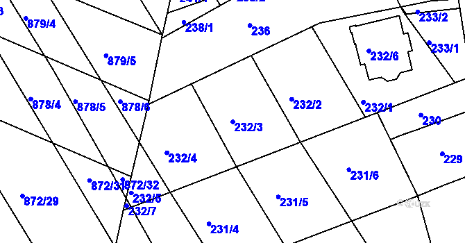 Parcela st. 232/3 v KÚ Ketkovice, Katastrální mapa