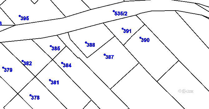 Parcela st. 387 v KÚ Ketkovice, Katastrální mapa