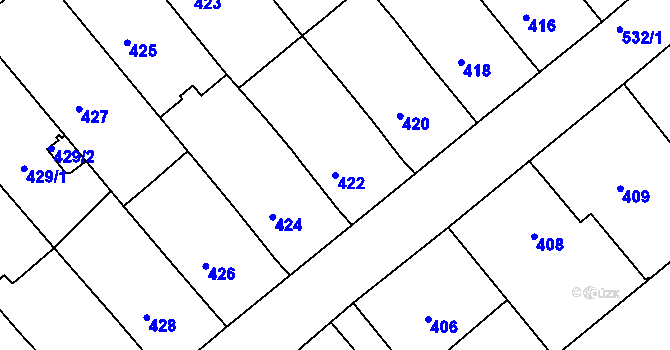 Parcela st. 422 v KÚ Ketkovice, Katastrální mapa