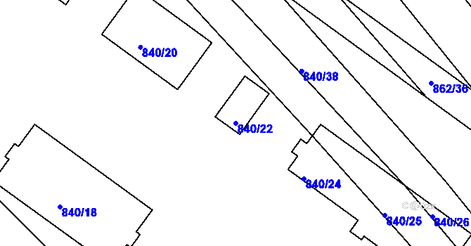 Parcela st. 840/22 v KÚ Ketkovice, Katastrální mapa