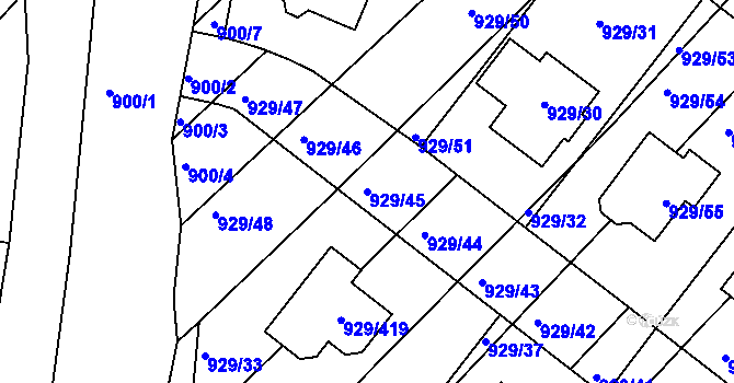 Parcela st. 929/45 v KÚ Ketkovice, Katastrální mapa