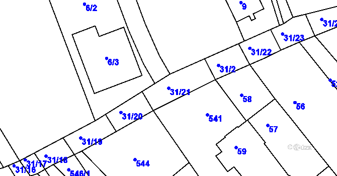 Parcela st. 31/21 v KÚ Ketkovice, Katastrální mapa