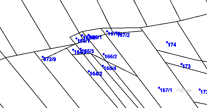 Parcela st. 166/2 v KÚ Ketkovice, Katastrální mapa