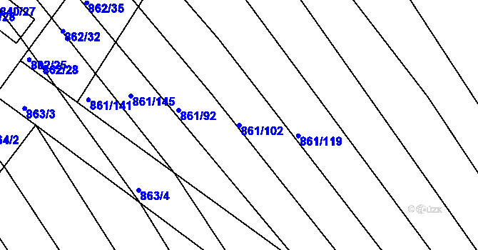 Parcela st. 861/102 v KÚ Ketkovice, Katastrální mapa