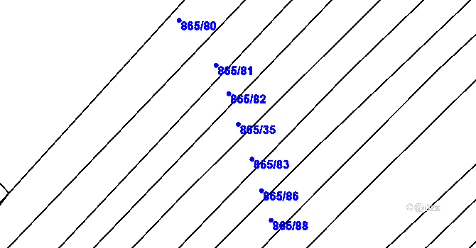 Parcela st. 865/35 v KÚ Ketkovice, Katastrální mapa