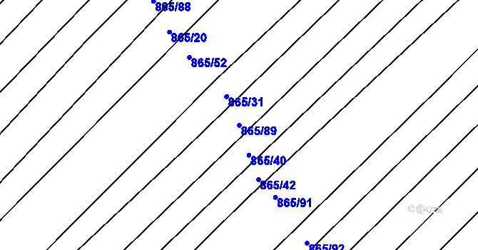Parcela st. 865/89 v KÚ Ketkovice, Katastrální mapa