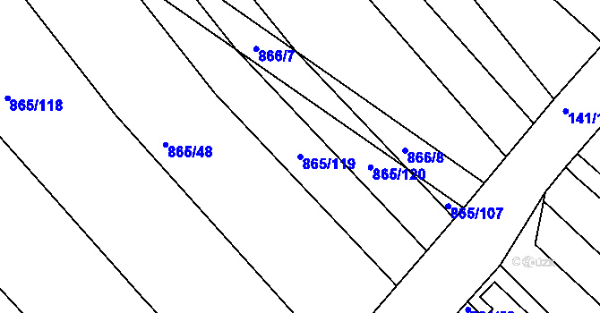Parcela st. 865/119 v KÚ Ketkovice, Katastrální mapa