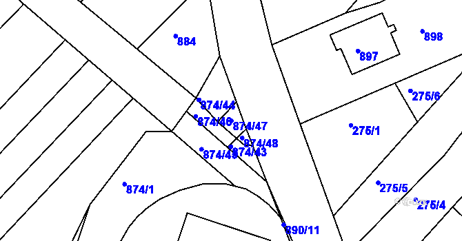 Parcela st. 874/47 v KÚ Ketkovice, Katastrální mapa