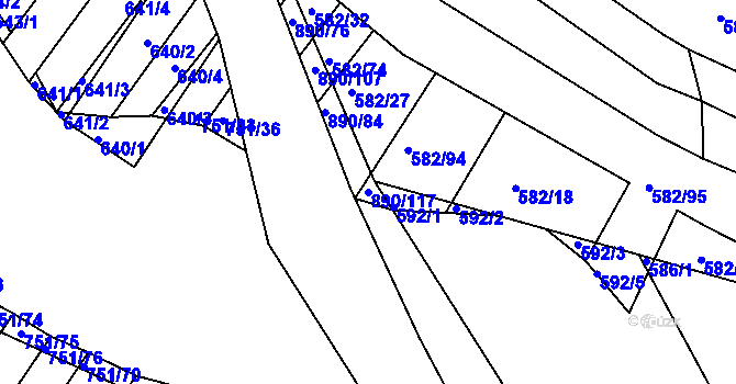 Parcela st. 890/117 v KÚ Ketkovice, Katastrální mapa