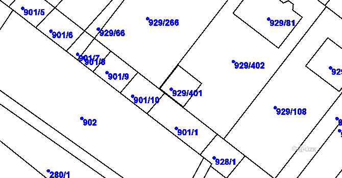 Parcela st. 929/401 v KÚ Ketkovice, Katastrální mapa