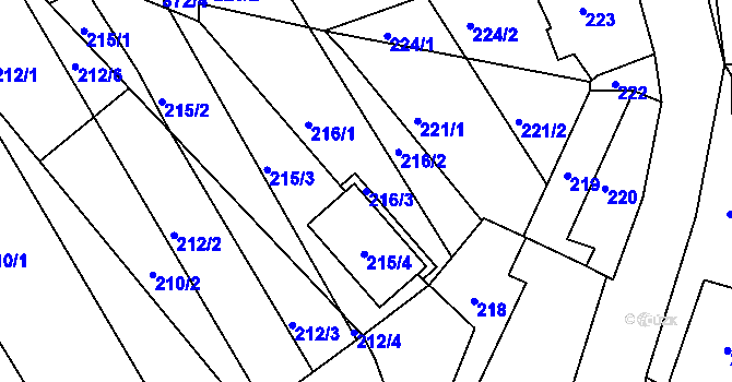 Parcela st. 216/3 v KÚ Ketkovice, Katastrální mapa
