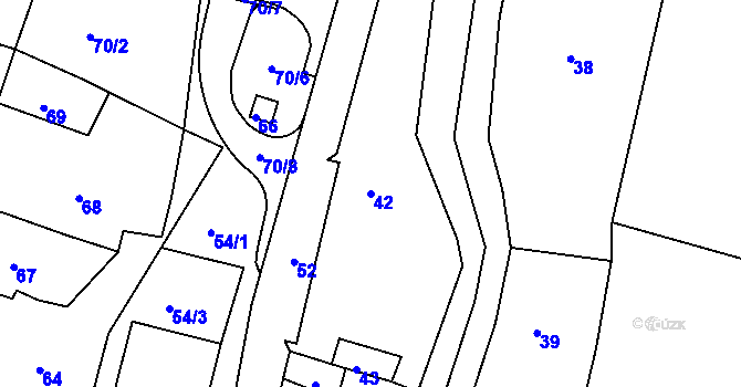 Parcela st. 42 v KÚ Hluboký, Katastrální mapa