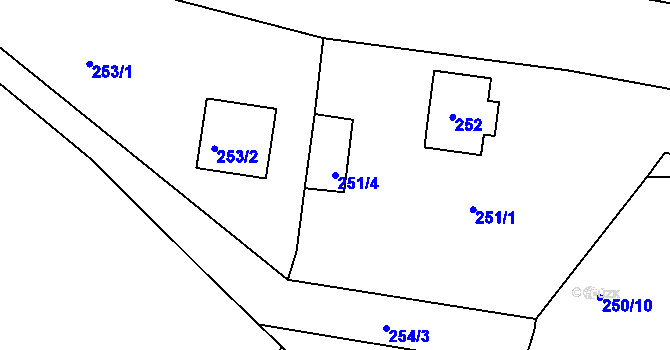 Parcela st. 251/4 v KÚ Kfely u Ostrova, Katastrální mapa