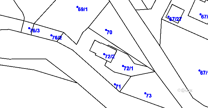 Parcela st. 72/2 v KÚ Kfely u Ostrova, Katastrální mapa