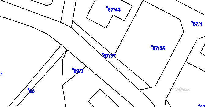 Parcela st. 67/37 v KÚ Kfely u Ostrova, Katastrální mapa