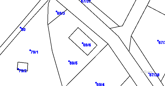 Parcela st. 69/6 v KÚ Kfely u Ostrova, Katastrální mapa