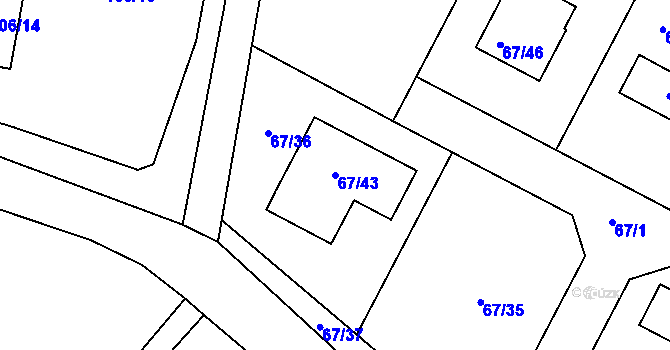 Parcela st. 67/43 v KÚ Kfely u Ostrova, Katastrální mapa