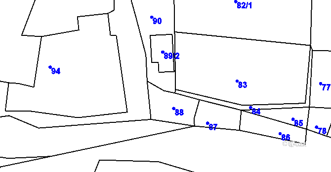 Parcela st. 89/1 v KÚ Kfely u Ostrova, Katastrální mapa