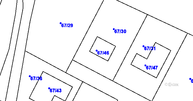 Parcela st. 67/46 v KÚ Kfely u Ostrova, Katastrální mapa