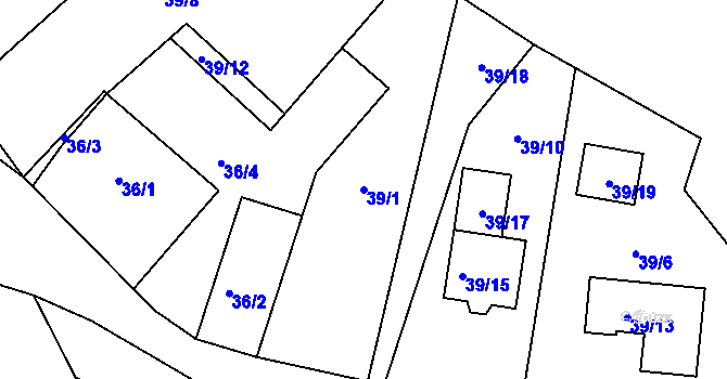 Parcela st. 39/1 v KÚ Kfely u Ostrova, Katastrální mapa