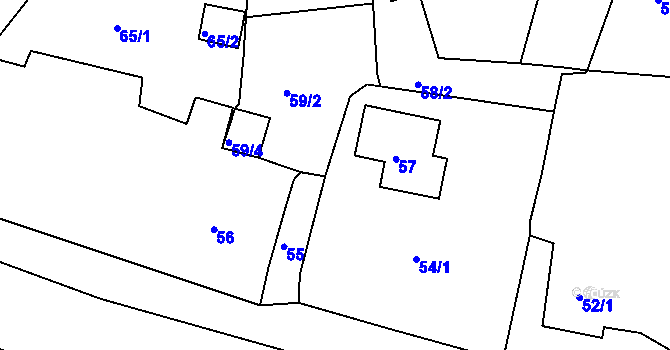 Parcela st. 59/3 v KÚ Kfely u Ostrova, Katastrální mapa