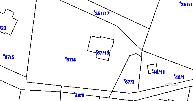 Parcela st. 67/13 v KÚ Kfely u Ostrova, Katastrální mapa