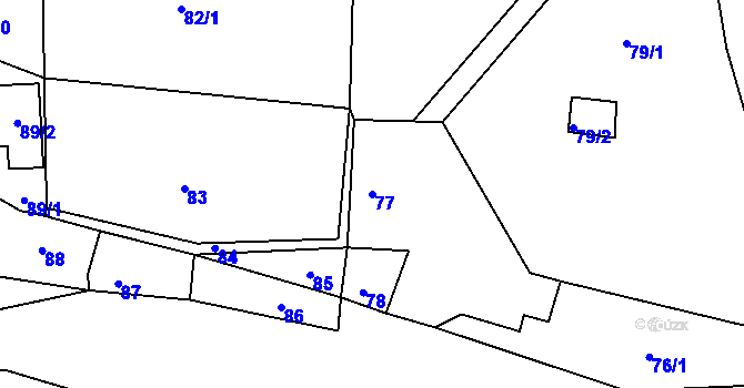 Parcela st. 77 v KÚ Kfely u Ostrova, Katastrální mapa