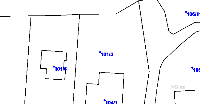 Parcela st. 101/3 v KÚ Kfely u Ostrova, Katastrální mapa