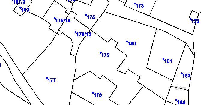 Parcela st. 179 v KÚ Kfely u Ostrova, Katastrální mapa