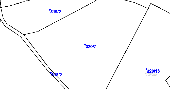 Parcela st. 320/7 v KÚ Kfely u Ostrova, Katastrální mapa