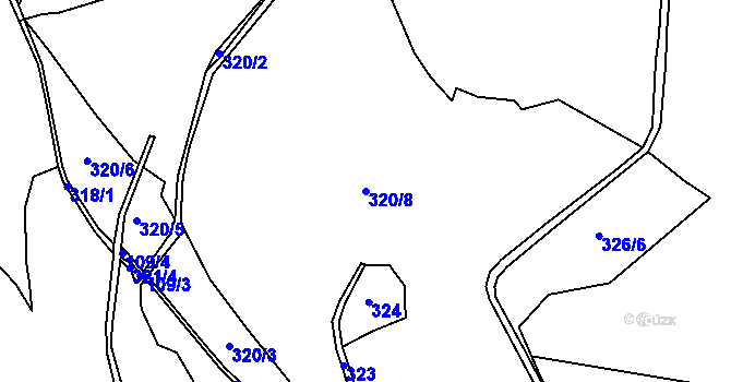 Parcela st. 320/8 v KÚ Kfely u Ostrova, Katastrální mapa