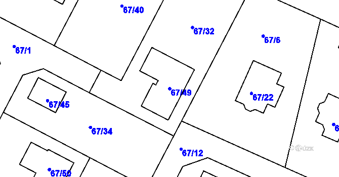 Parcela st. 67/49 v KÚ Kfely u Ostrova, Katastrální mapa