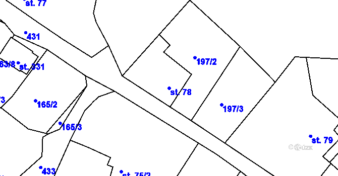 Parcela st. 78 v KÚ Klabava, Katastrální mapa