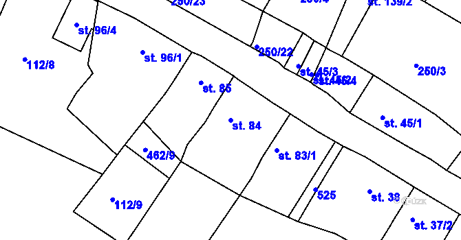 Parcela st. 84 v KÚ Klabava, Katastrální mapa
