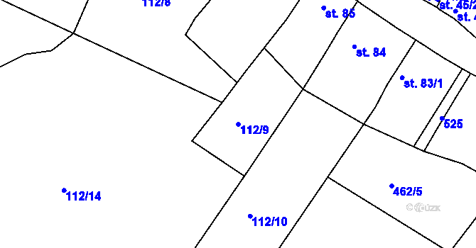 Parcela st. 112/9 v KÚ Klabava, Katastrální mapa