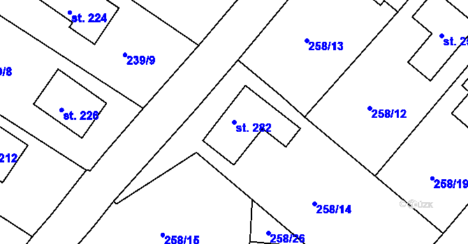 Parcela st. 282 v KÚ Klabava, Katastrální mapa