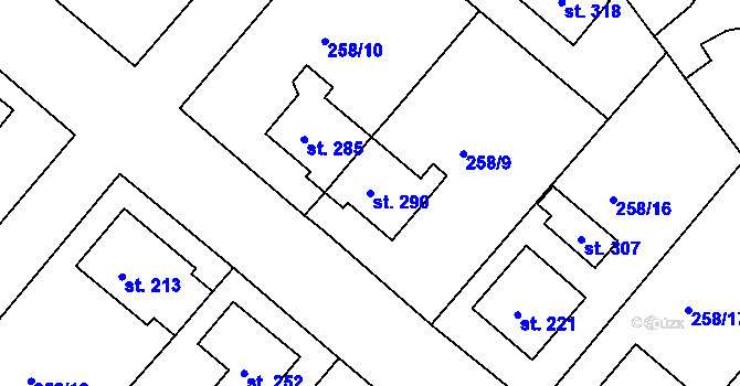 Parcela st. 290 v KÚ Klabava, Katastrální mapa