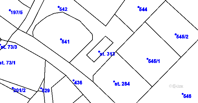 Parcela st. 313 v KÚ Klabava, Katastrální mapa