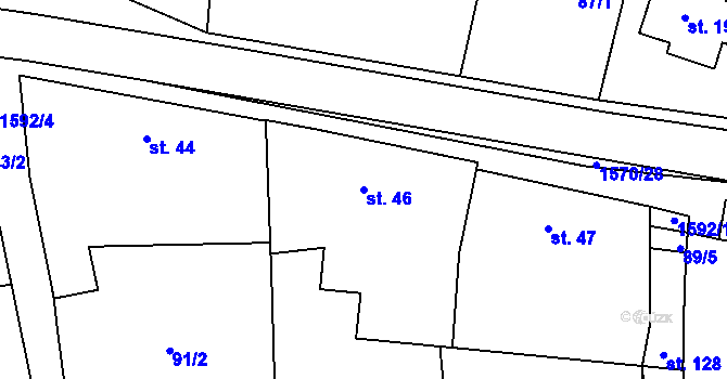 Parcela st. 46 v KÚ Kladeruby, Katastrální mapa