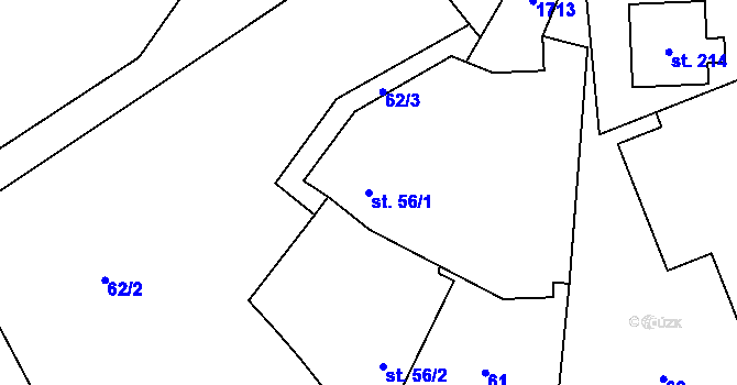 Parcela st. 56/1 v KÚ Kladeruby, Katastrální mapa