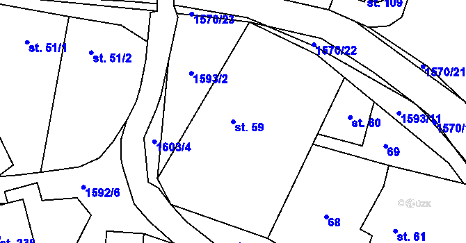 Parcela st. 59 v KÚ Kladeruby, Katastrální mapa