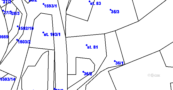 Parcela st. 81 v KÚ Kladeruby, Katastrální mapa