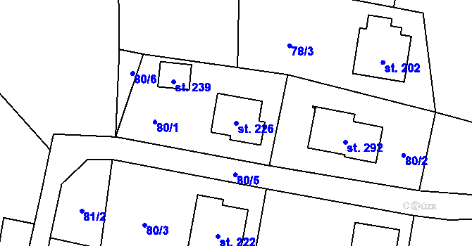 Parcela st. 226 v KÚ Kladeruby, Katastrální mapa