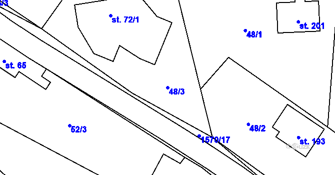 Parcela st. 48/3 v KÚ Kladeruby, Katastrální mapa