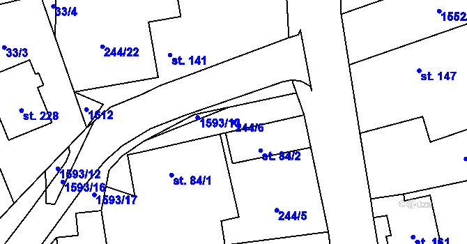 Parcela st. 244/6 v KÚ Kladeruby, Katastrální mapa