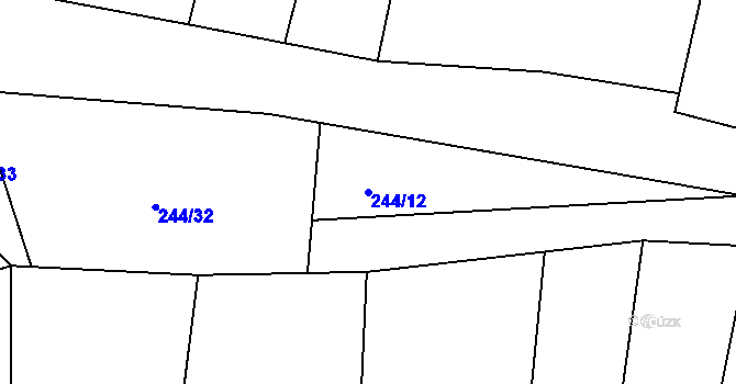 Parcela st. 244/12 v KÚ Kladeruby, Katastrální mapa