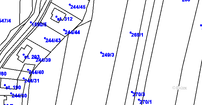 Parcela st. 249 v KÚ Kladeruby, Katastrální mapa