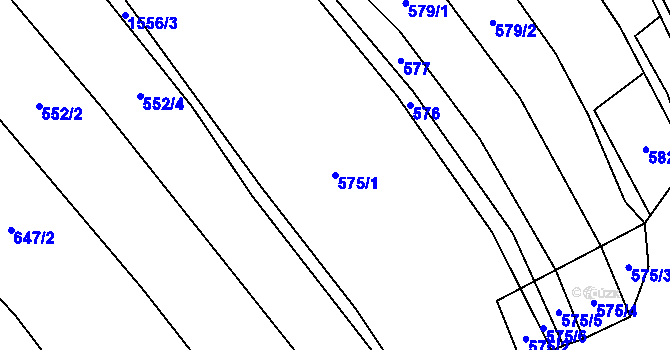 Parcela st. 575/1 v KÚ Kladeruby, Katastrální mapa